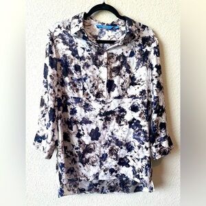 Simply Vera Vera Wang Blouse, L ,White and Purple